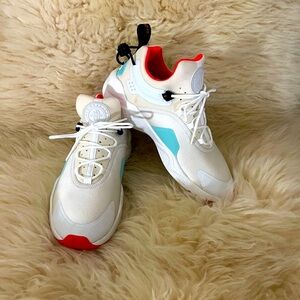 New Nike Huarache White w/ Teal & Orange Air Cushion Running Comfort Shoes